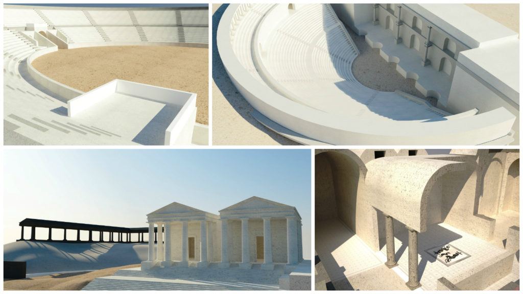 Ricostruzione virtuale dei monumenti archeologici più importanti di Teate. Immagini tratte dalla app "La Teate degli Asinii"