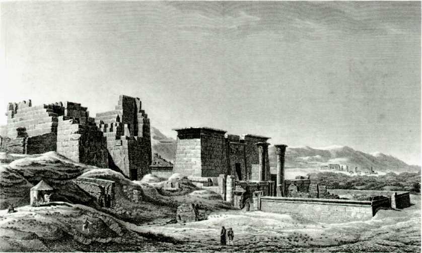 Il tempio di Ramses III a Medinet Habu, vista dalla Description