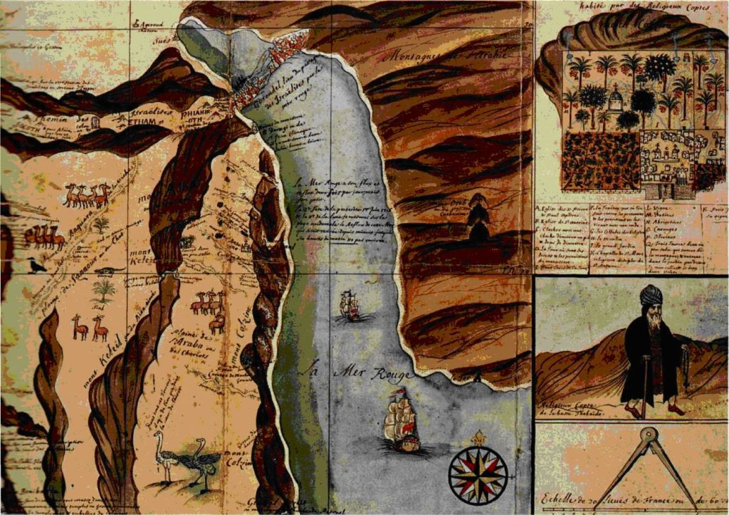 Mappa del Nilo realizzata da Sicard, 1717