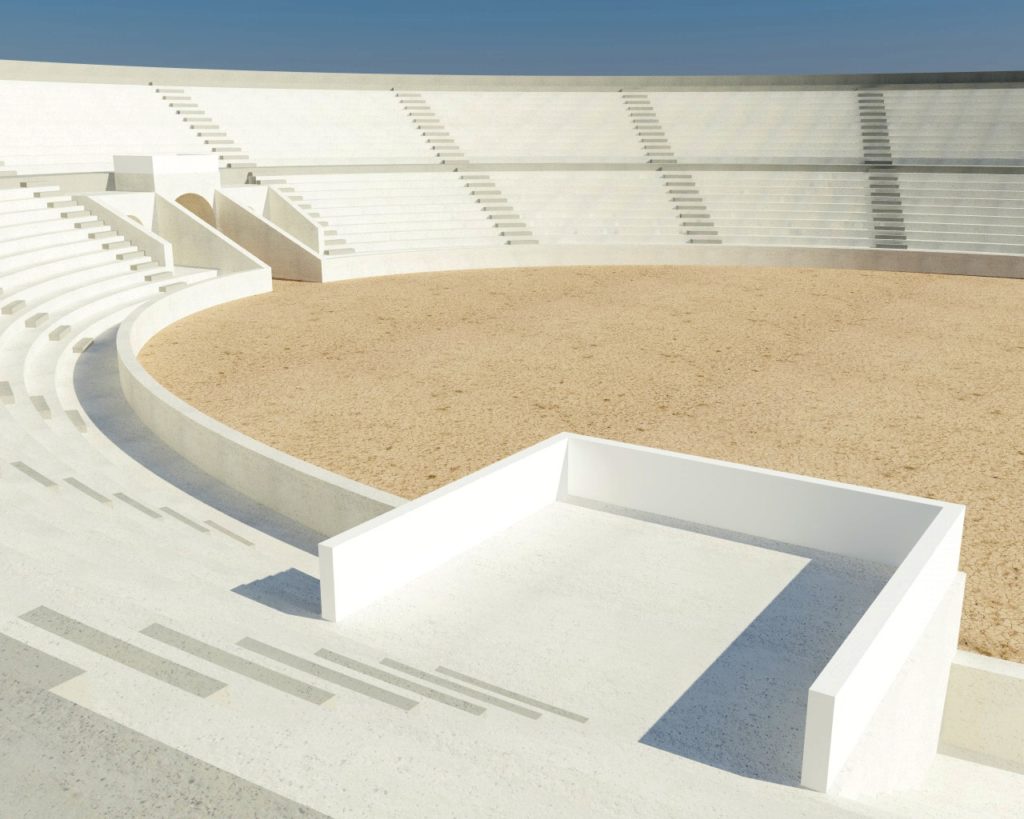 Ricostruzioe 3D dell'Anfiteatro tratta dalla app La Teate degli Asinii
