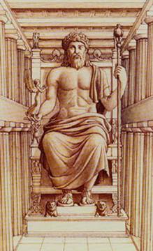 Ricostruzione statua di Zeus all'interno del tempio, Olimpia