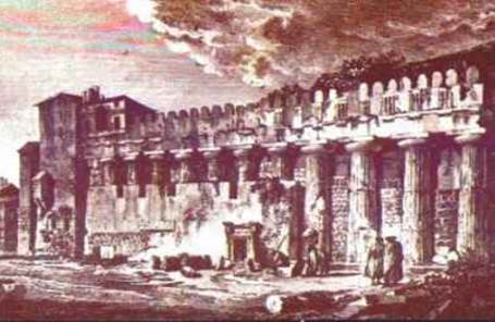 Immagine d'epoca del Tempio di Athena a Siracusa, inglobato nella chiesa