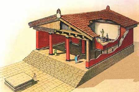 Ricostruzione di un tempio tuscanico secondo i dettami di Vitruvio
